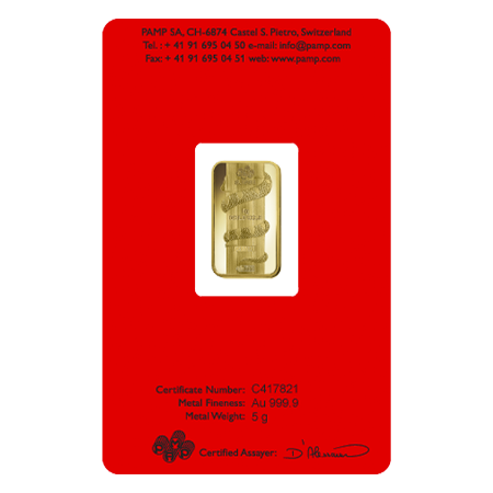 2013 5 Gram Lunar Snake Gold Rectangular Ingot - PAMP
